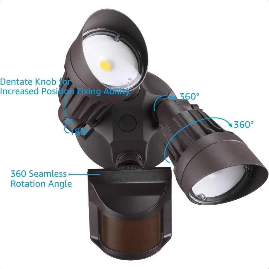 Luz LED de seguridad COB, luces de inundación con Sensor de movimiento, Detector de movimiento de odes de aluminio para exteriores, atardecer al amanecer y Control de interruptor 100277V Adj