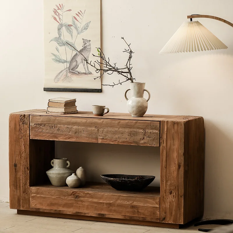 

Hollow back porch cabinet, old pine solid wood, retro homestay locker