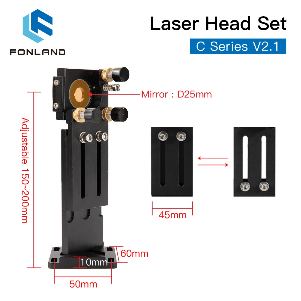 Zestaw głowica laserowa FONLAND CO2 D18 FL38.1 D20 FL50.8/63.5/101.6mm integracyjne zwierciadło Dia25 do maszyny do cięcia laserowego