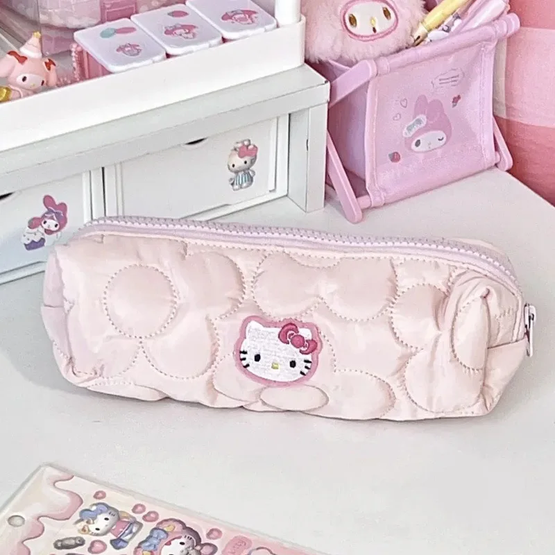 Hello Kitty Sanrio Pencil Case Cute Cartoon School Stuff for Girls Pochette Crayon De Couleur Makeup Storage Bag Holiday Gifts