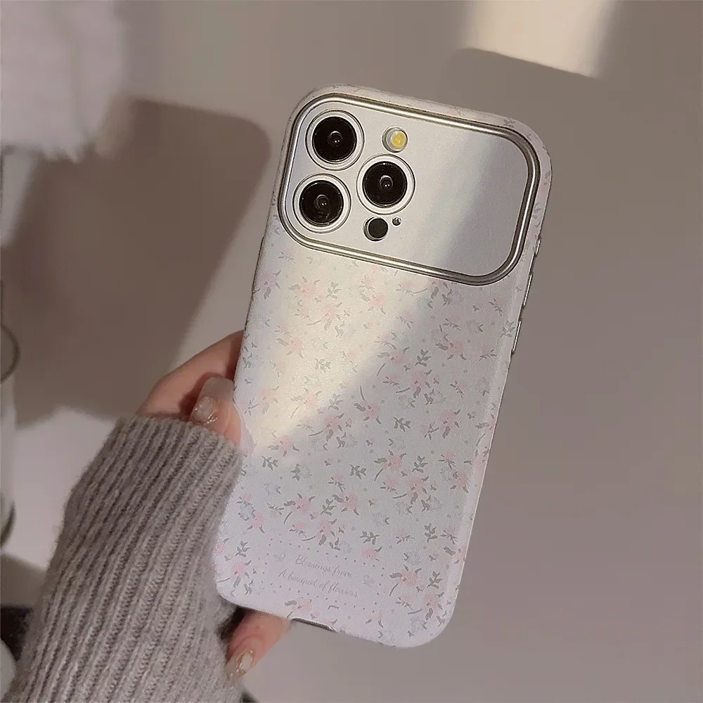 الكورية خمر الزهور الجلود الملمس جراب هاتف آيفون 16 15 14 13 12 11 برو ماكس عدسة واقية للصدمات الغطاء الخلفي