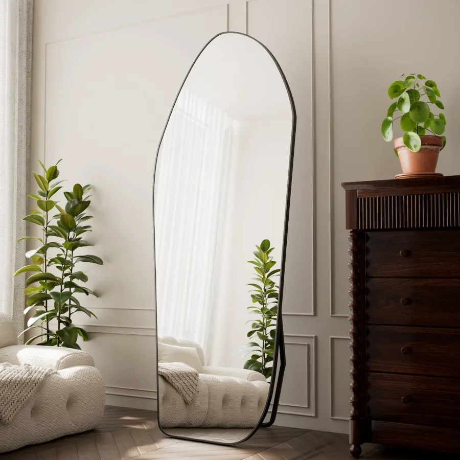 

67"x24" Irregular Floor Mirror Decorative Full Length Mirror Black