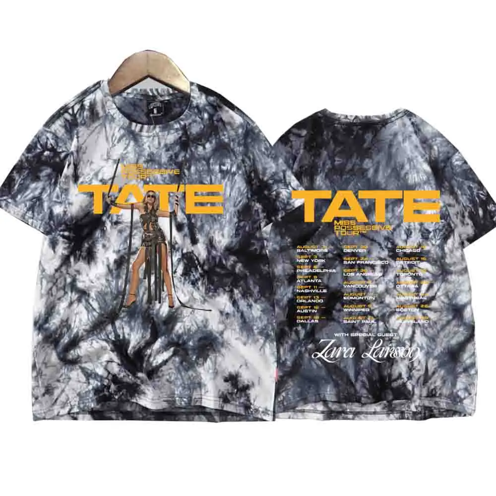 Tate McRae Miss Possessive World Tour 2025 Tie Dye Shirts Unisex Round Neck Short Sleeve Popular Music T-Shirt Fans Gift