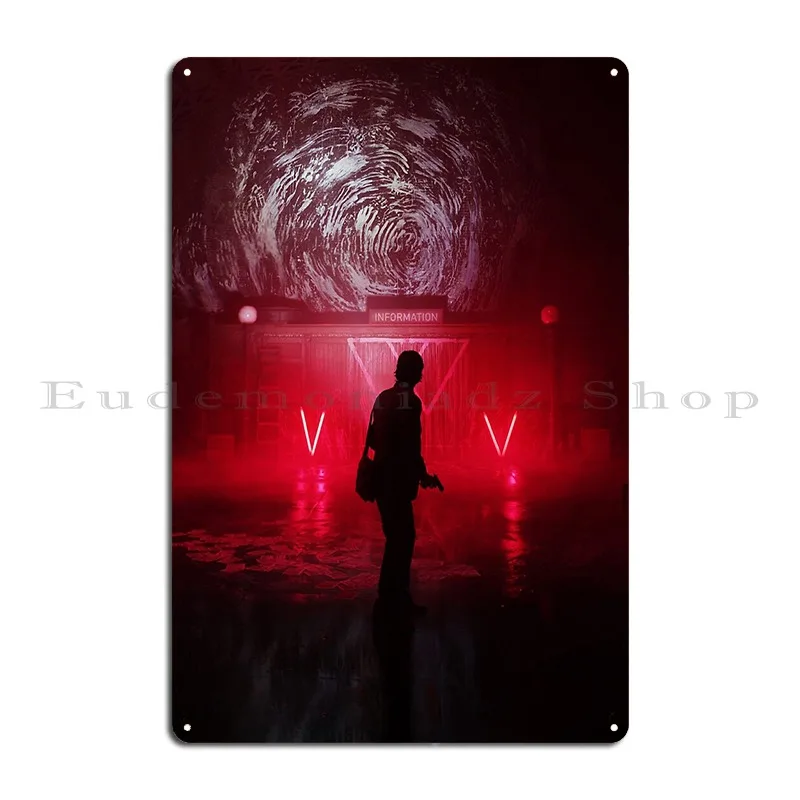 Alan Wake 2 Game Alan Wake Ii Artwork Dannyxty Metal Sign Cinema Club Printing Printing Garage Tin Sign Poster