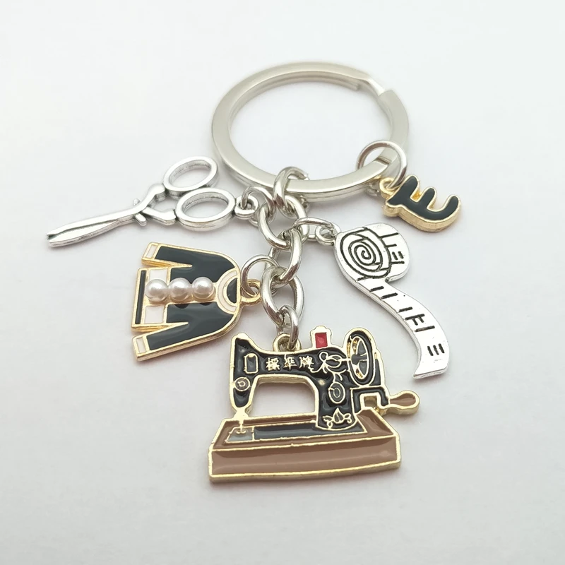 Neue Nähmaschine Keychain Schneider Schlüssel Ring Eisen Maßband Schere Kleid Schlüssel Kette frauen Geschenk DIY Schmuck Handgemachte