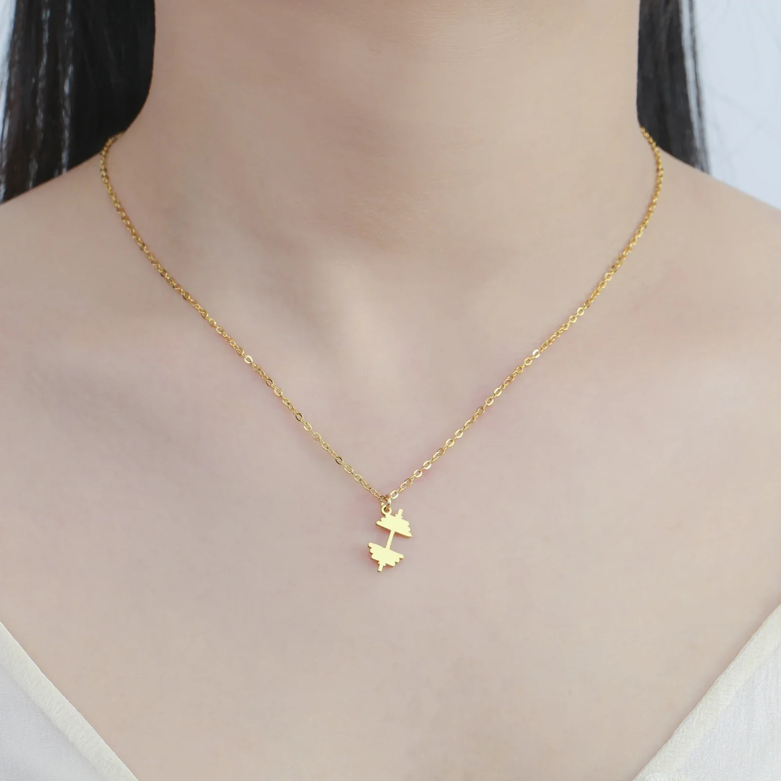 Cazador Dumbbell Pendant Necklace Exercise Sport Muscle Neck Chain for Women Men Stainless Steel Jewelry Birthday Wholesale 2026