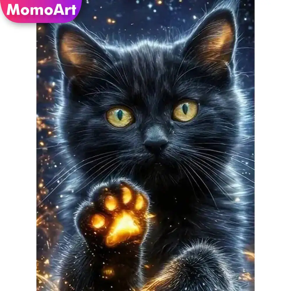 Momoart Katze Diamant Malerei Tier bunte Diamant Mosaik Bild Strass Mond Wand Dekor