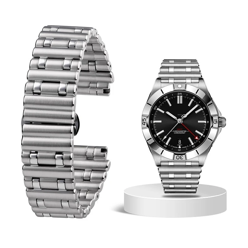 316L High quality solid metal Strap For Breitling mechanical timing fine Stainless steel watch Super Ocean watchband  22mm 24mm