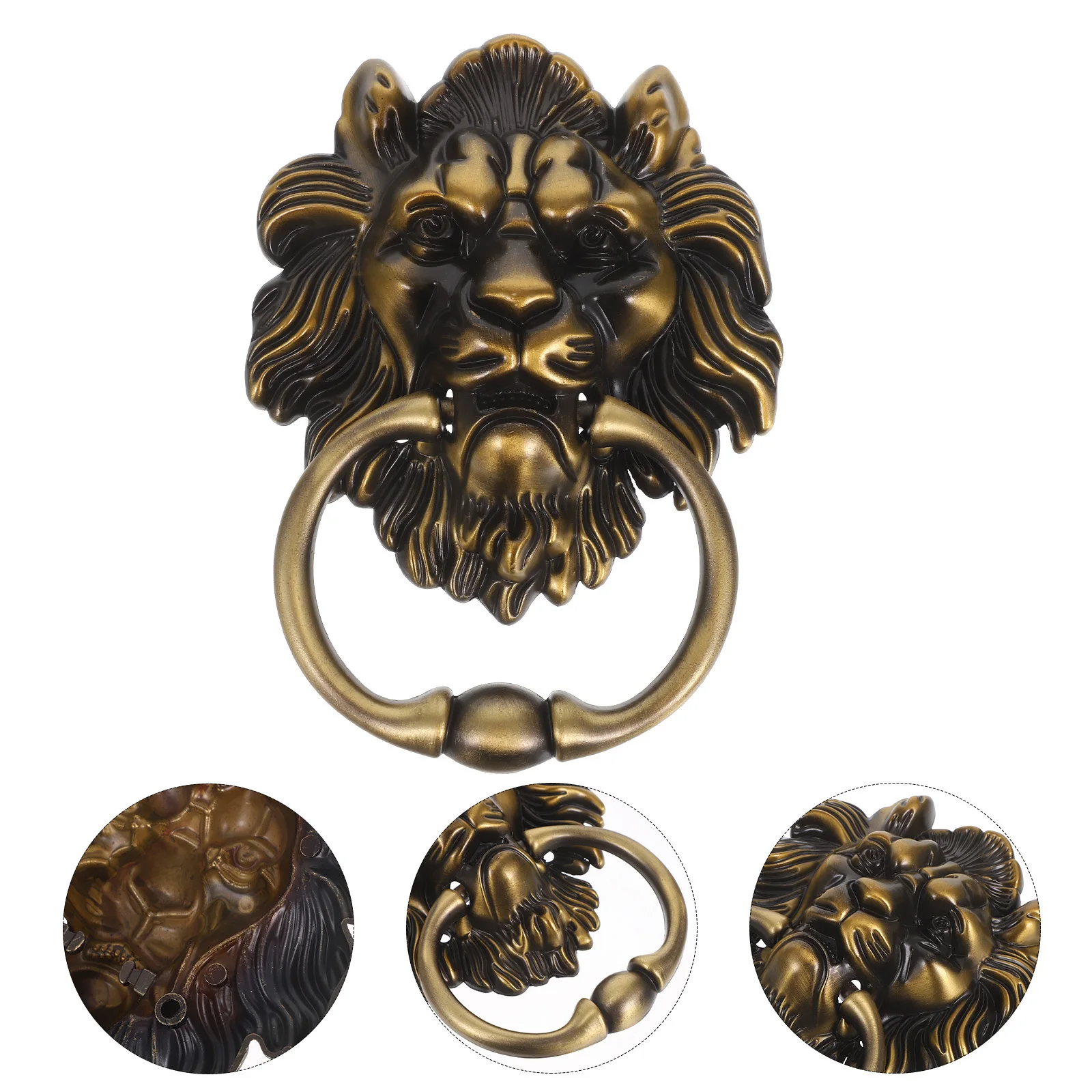 

Large Lion Head Door Pull Handle Zinc Alloy Silver Finish Heavy Duty Front Knocker Decorative Hardware Fitting