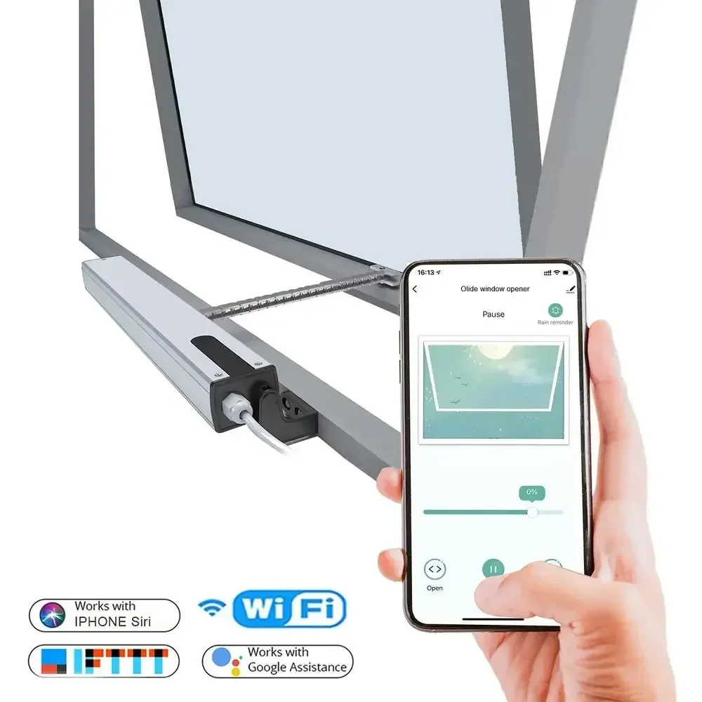 Apri finestra automatico intelligente Controllo Wi-Fi App motore AC compatibile Alexa Assistente Google Controllo vocale Lega di alluminio