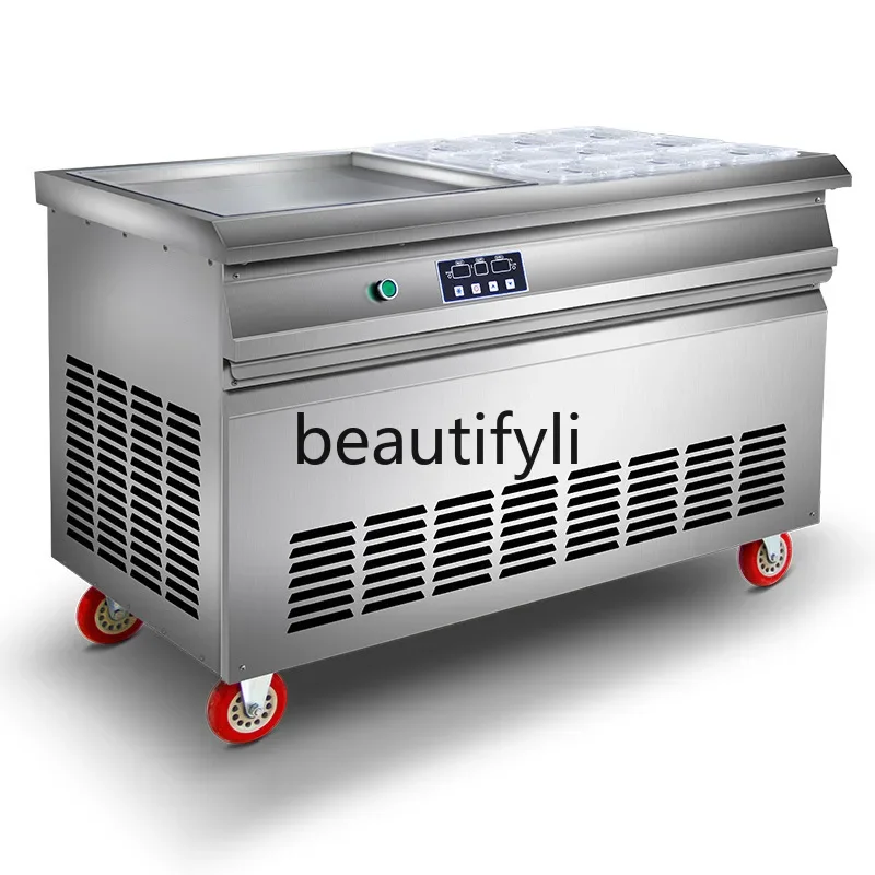 Z189 Intelligent Large Square Pot with Nine Buckets Ice Cream Fryer Thai Ice Cream Roll Yogurt Fryer Machine