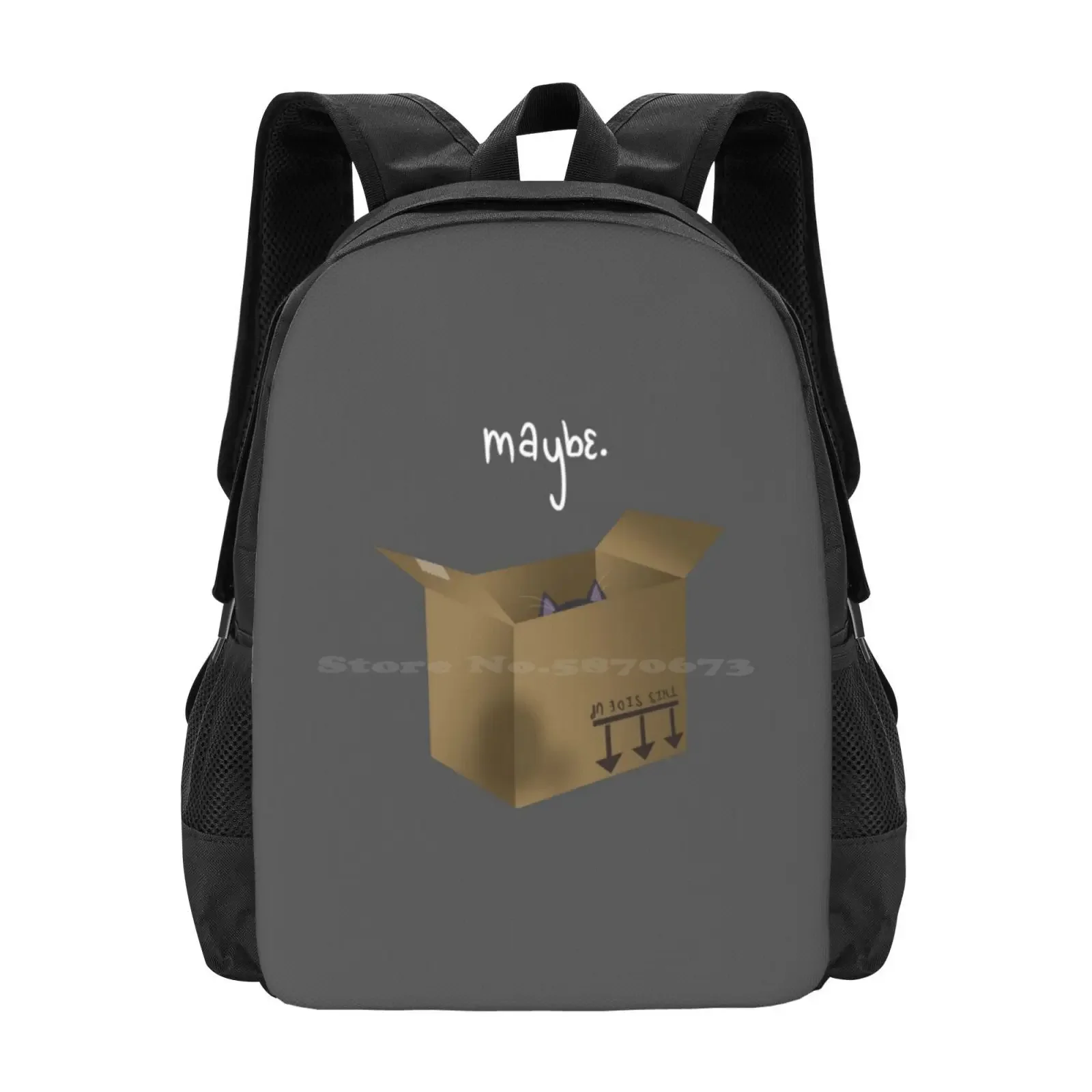 

" Maybe. " ( Schr  Dinger's Cat Doodle ) Teen College Student Backpack Pattern Design Bags Schr  Dingers Cat Doodle