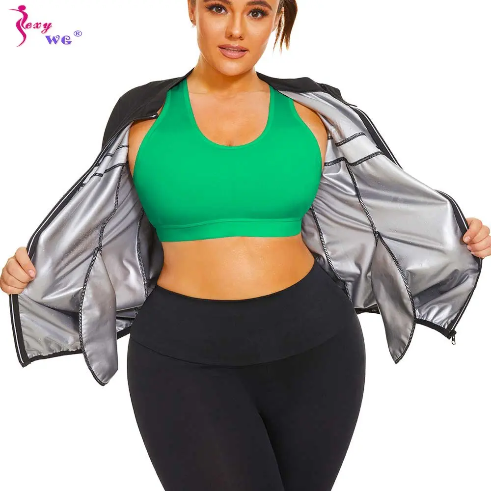 

SEXYWG Women Sauna Jacket Sweat Top Weight Loss Shirt Slimming Suit Body Shaper Exercise Sport Workout Fitness Gym Fat Burner