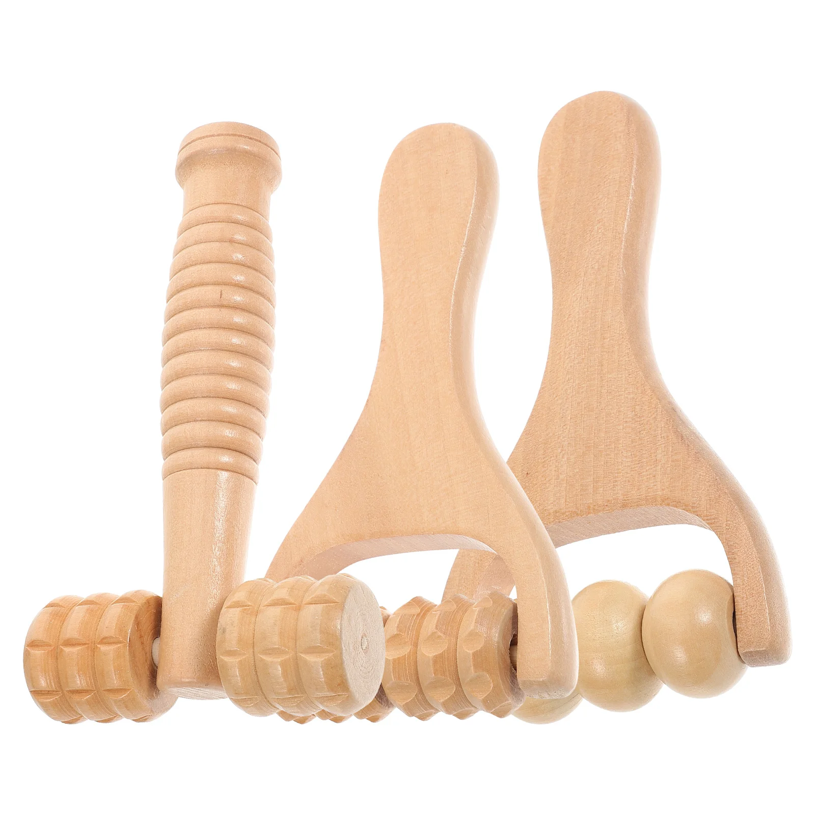 

3 Pcs Massage Tools Wood Stick Massager Wooden Foot Balls Roller Back Rollers Acupoint Neck