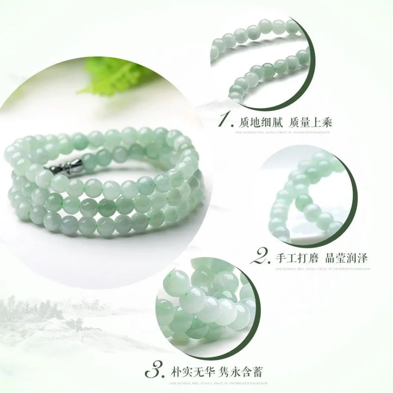 

Браслет из Мьянмы, бусины из жадеита в стиле знаменитостей, цепочка на ключицу, женское нефритовое ожерелье, светло-зеленый цвет