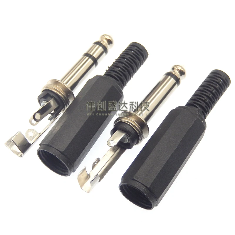 2/5PCS 6,3 MM Mono/Stereo Audio Jack Stecker Stecker Schweißen Linie Kopfhörer Stereo 1/4 6,35 MM 6,3 6,35 2/3 Pole Metall Adapter