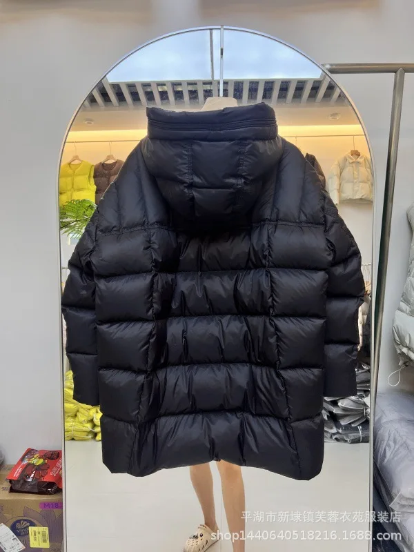 المرأة طويلة فوق الركبة سترة مقنعين حزام خصر سترة دافئة معطف 2026 الخريف الشتاء جديد الأبيض بطة أسفل سترة