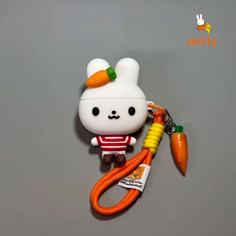 

Kawaii Miffy Earphone Shell Suitable for Airpods 4 3 Pro3 Cartoon Stereoscopic Carrot Rabbit Anti Drop Earphone Case Girl Gifts