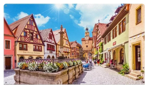 European Downtown Countryside Street Scene Backdrops Holiday Birthday Party Decor Alley Pathway Travel Photography Backgrounds