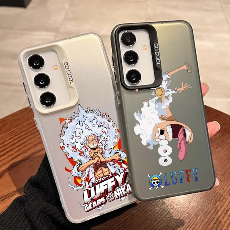 Милый чехол Luffy Gear 5 для Samsung Galaxy A15 A14 A13 A12 A11 A10 A06 A05 A04 A03 A02 A04s A04e Цветной серебряный чехол для телефона