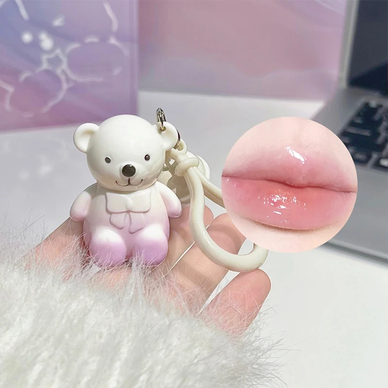 ART VALUE Schattige beer make-upset inclusief 6 * matte vloeibare lippenstift, 2 * beer ornamenten, 1 * lippenbalsem, 1 spiegel, 1 * ketting cadeau cosmetische kit