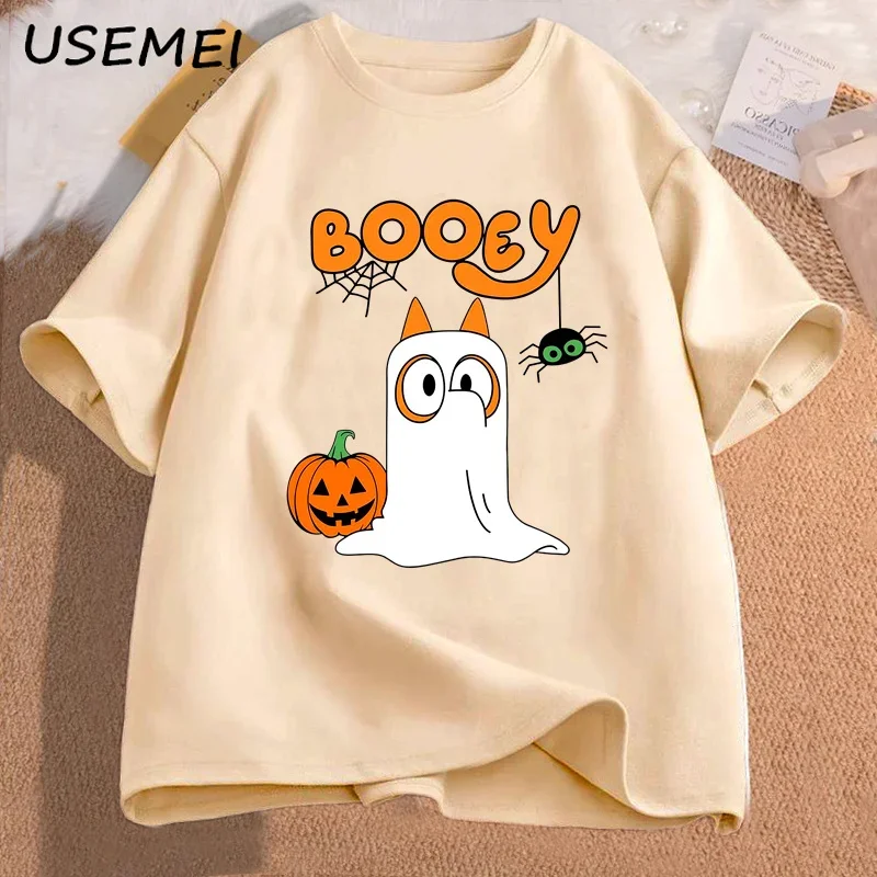 Booey Dogs Halloween T Shirt Women Men Trick or Treat Pumkin Spooky Season Tshirt Cotton Short Sleeve Printed T-shirt Clothes