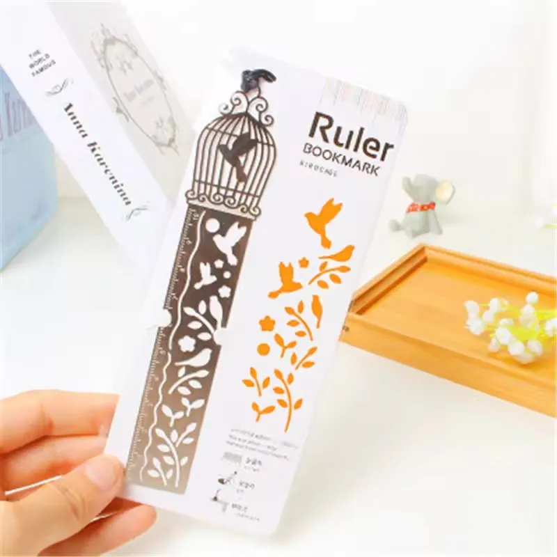 Holle metalen bladwijzer liniaal dier patroon ontwerp student lezen markering meting praktische geschenken briefpapier