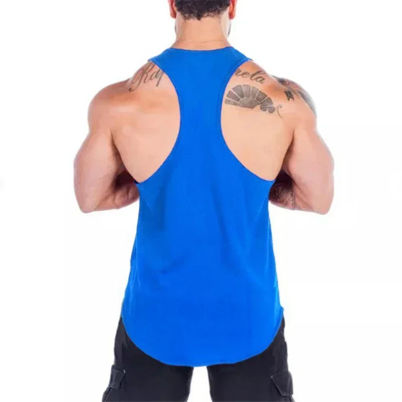 Brand Gym Running Sport Tank Tops Mens Bodybuilding Fitness Sleeveless Vests Mesh Breathable Quick Dry Cool Feeling Summer Shirt