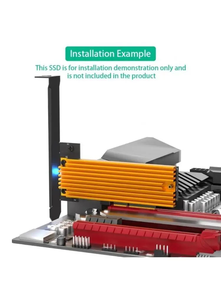 652F M.2 NVME Disk Adapter Card to PCIe 4X with Metal Heatsink for Optimaled Thermal Management