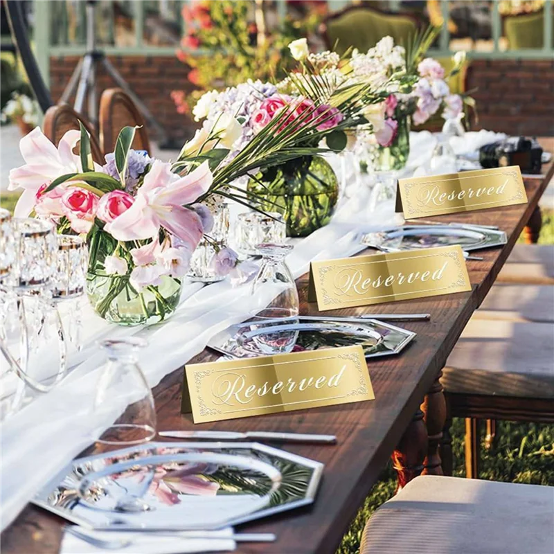 

WORTHOWN-24PCS Reserved Table Signs, Gold Reserved Signs For Wedding, Acrylic Doubleside Reserved Seating Signs Guest Reservatio