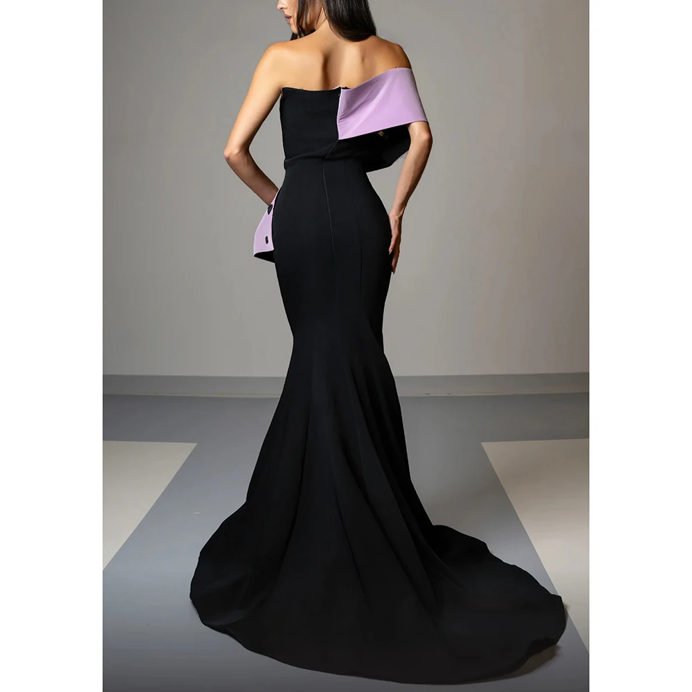 Customized Gorgeous Crystal Bow Mermaid Floor Length Evening Party Dresses Formal Occasion Banquet Prom Gowns Sizes Available