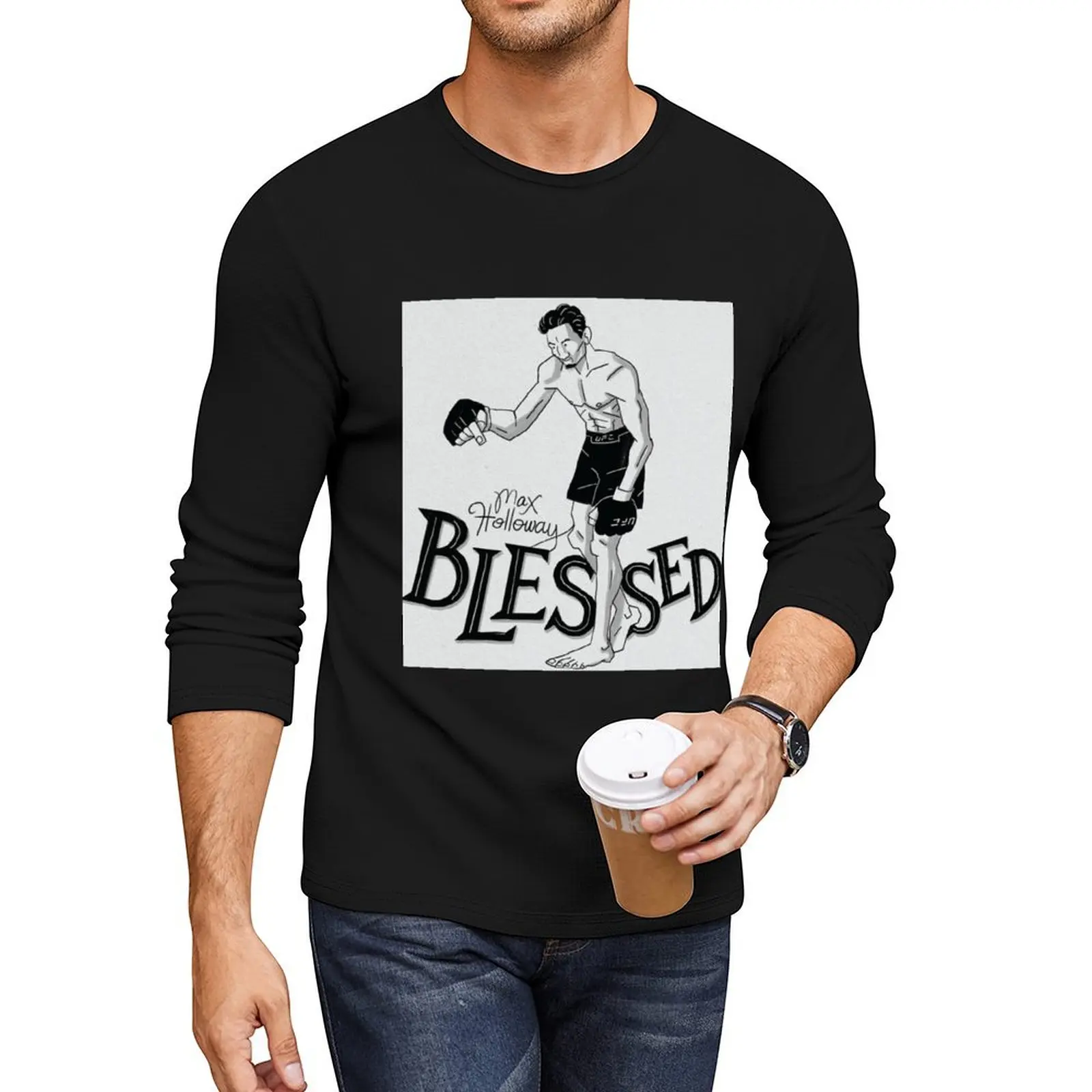 MAX HOLLOWAY BLESSED EXPRESS Long T-Shirt black t shirt heavyweight t shirts plus size tops slim fit t shirts for men