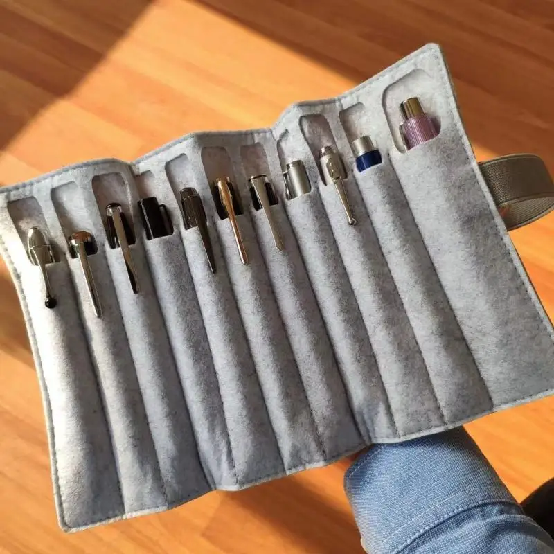 Felt Roll‑up Pen Curtain 11‑Pen Capacity Multifunctional Storage Pouch For Pens Brushes Art Tool Organization