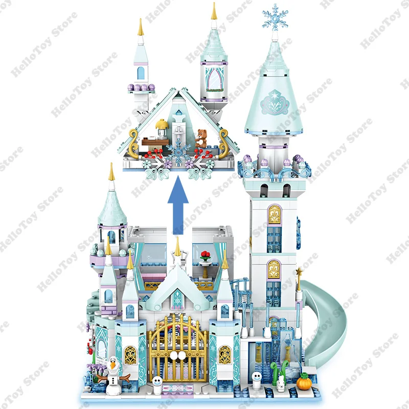 Frozen Arendale Castle Anna Elsa House Party Building Blocks Kit Bricks Cartoon Dolls Movie Model Kids Girl Toys Christmas Gifts