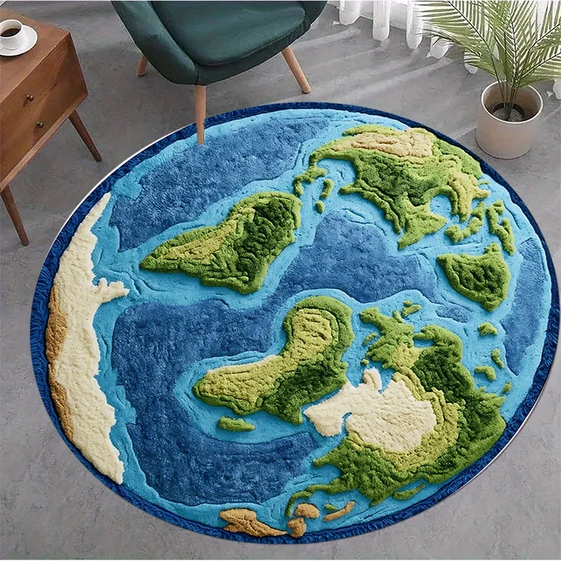 VIKAMA Earth Design Round Rug Soft, Cosy And Sound-Absorbing Bedside Rug For Bedrooms Study And Office Carpet Home Décor