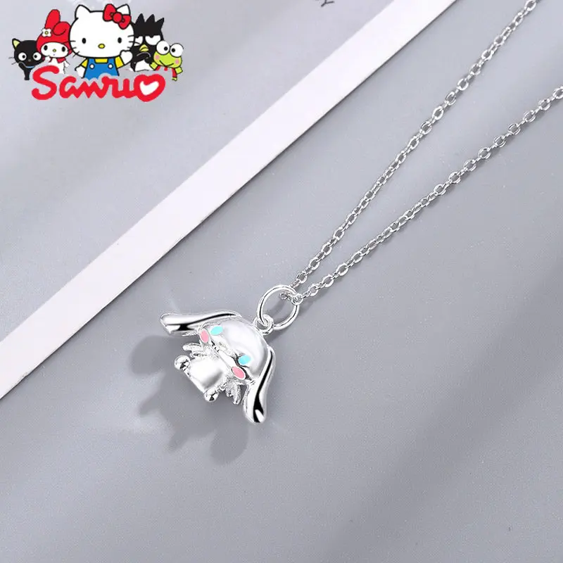 Sanrio Cinnamoroll Glue Drop Big Eared Dog Pendant Necklace Girls\' Niche Design Gift Chain Pendant Women Accessories Kids Gifts