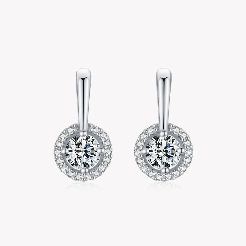 الجملة فضة 925 المرأة شعبية جولة أقراط الزركون #4