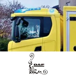 For x2 DAF Lorry Truck Cab Window Stickers Calligraphy Corner Vinyl Graphics LOR31
