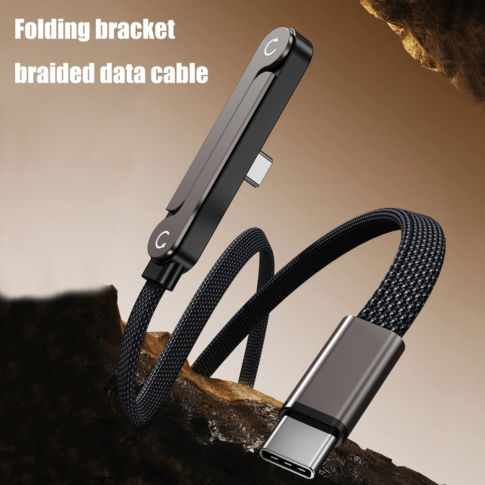 USB C Fast Charge Flat Phone Charger with Foldable Stand Kick Cable Holder for iPhone 17/16 for Samsung - Durable Charging Cord