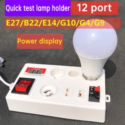 Schnelltest-Lampenfassung mit mehreren Schnittstellen, 12-Port-LED-Lampentester, vielseitiger LED-LCD-Tester für E27 B22 E14 Lampenlichttest