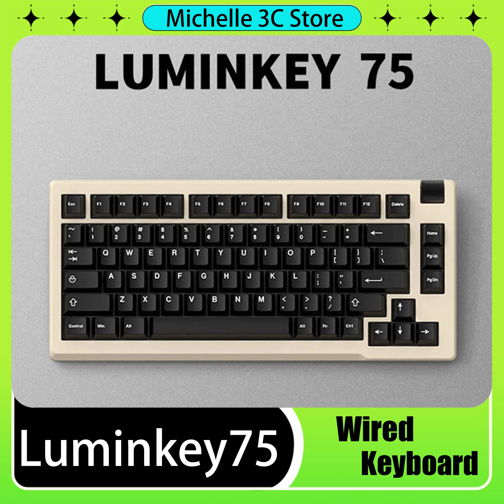 

Luminkey75 Wired Mechanical Keyboard/Kit Aluminium Alloy DIY 81keys Gasket Structure Hot-Swap Ergonomic GATERON Baby Racoon Axis