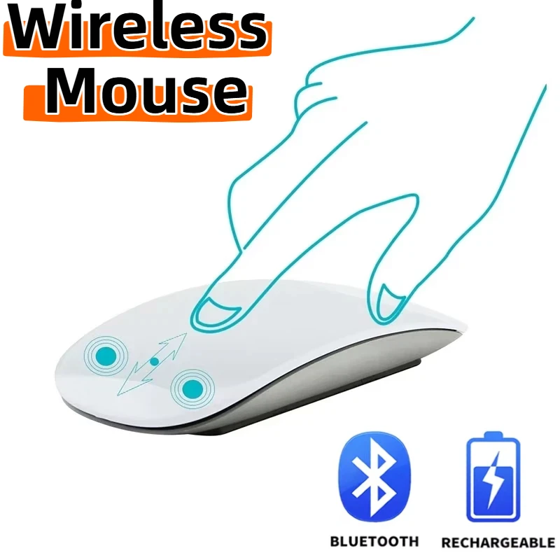 LZQLY Bluetooth 4.0 Rechargeable Silent Wireless Mouse | Ultra-thin Multi Arc Touch Magic Mouse for Laptop iPad Mac PC MacBook