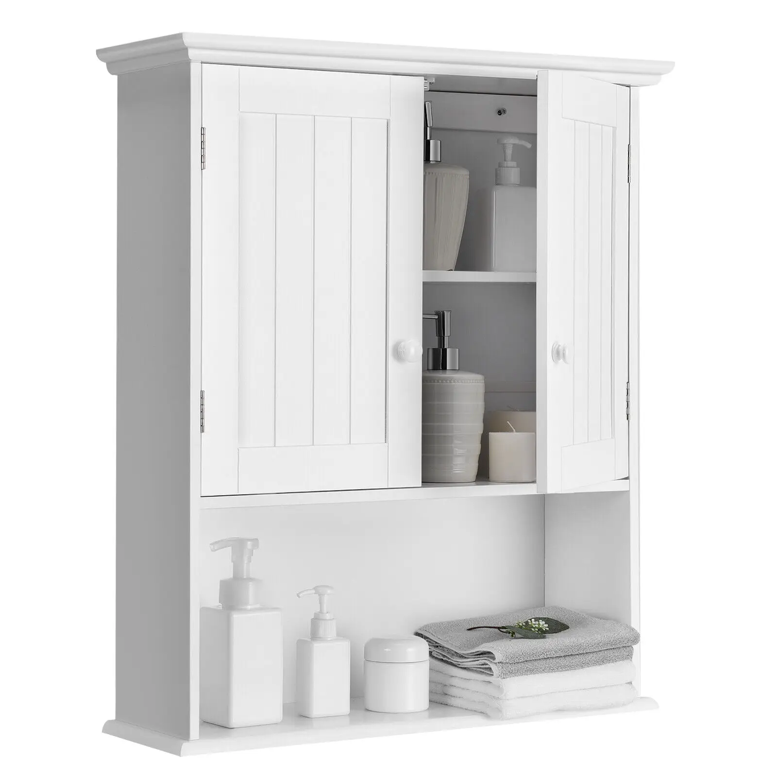 ERGOMASTER Bathroom Storage Cabinet Wall Mounted Vanity Storage Cupboard w/Adjustable Shelf