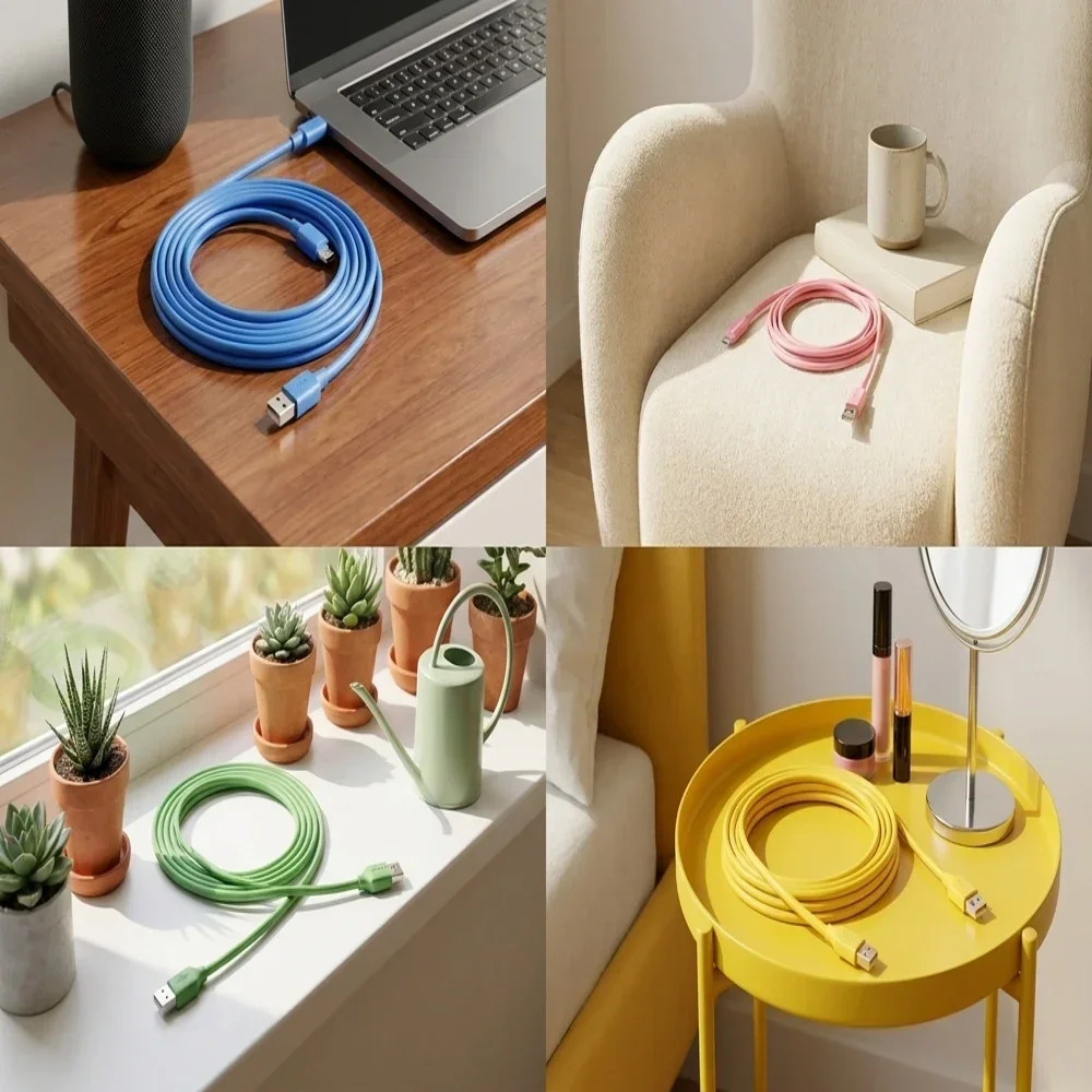 Multi-color Lightweight Silicone USB Type-C Fast Charging Cable High-speed Data Transfer Cord Durable Flexible Phone Charger Cab