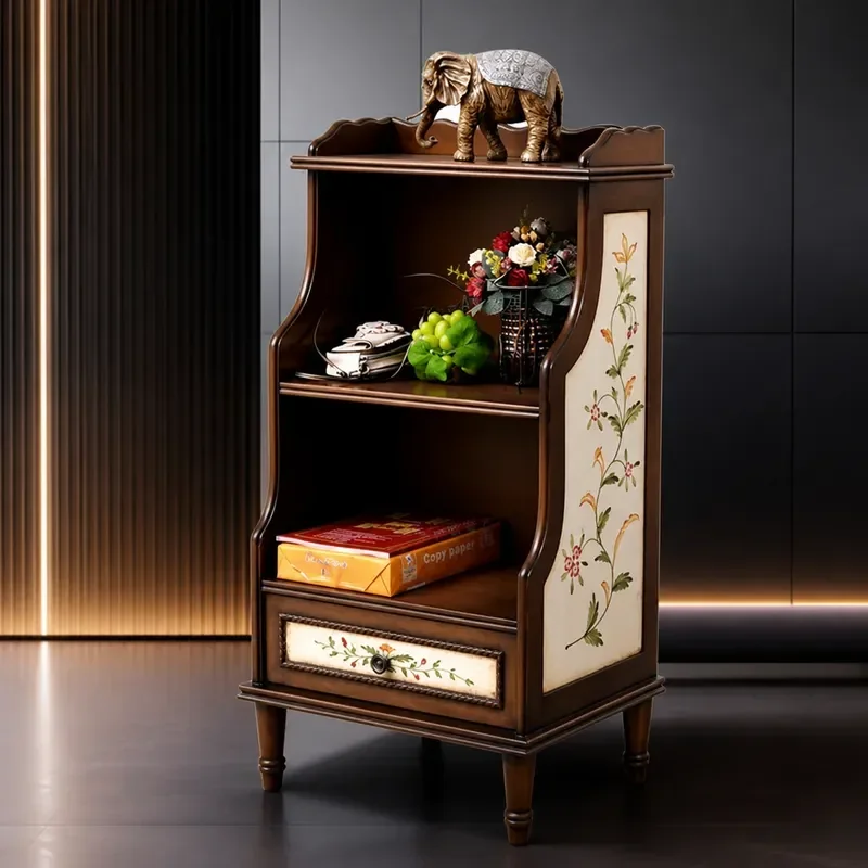 for American Rural Hand Painted Bookcase File Cabinet Solid Wood Storage Locker Decorative Cabinet Retro Style Bookshelf