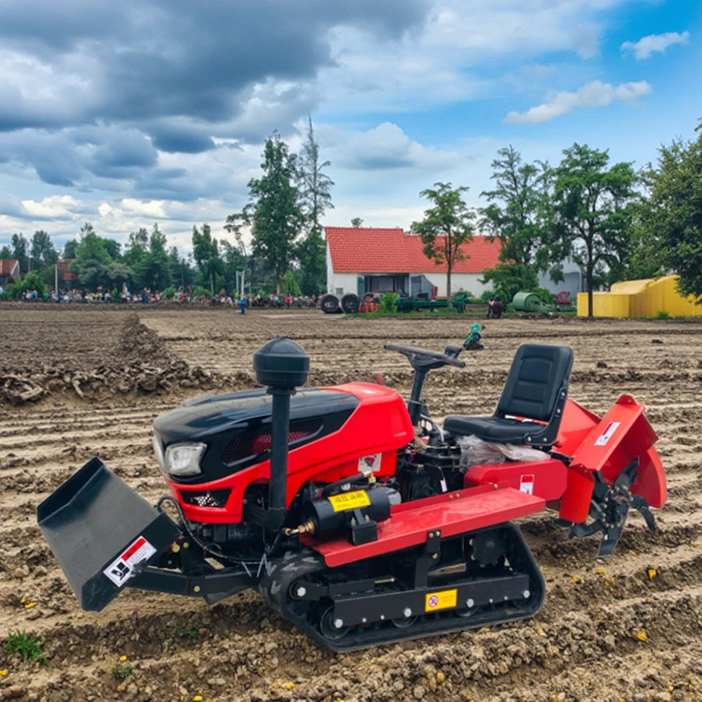 Popular Mini Rotary Tiller 25hp Hand Diesel Engine Amphibious Crawler Rotary Tiller Garden Farm Rotary Tiller With Plough