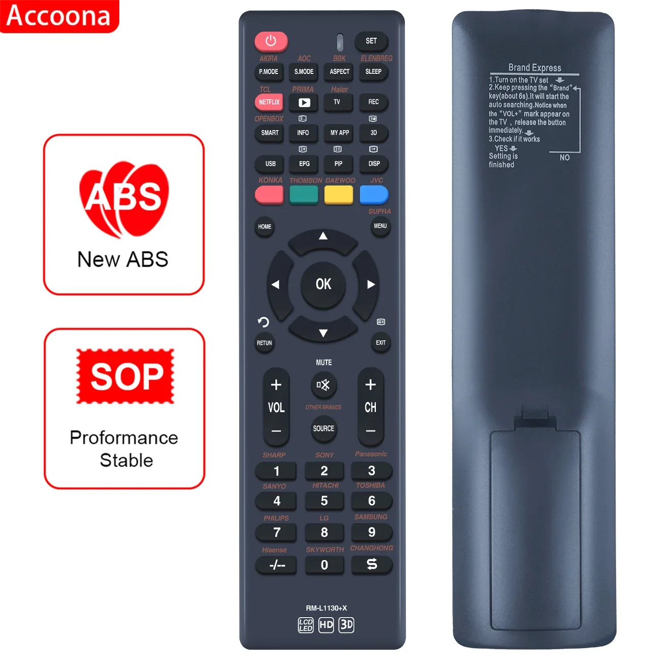 

Universal LCD TV Remote Control Rm-L1130+X for DAEWOO AKIRA AOC BBK ELENBREG PRIMA OPENBOX THOMSON JVC SUPRA Smart TV Controller