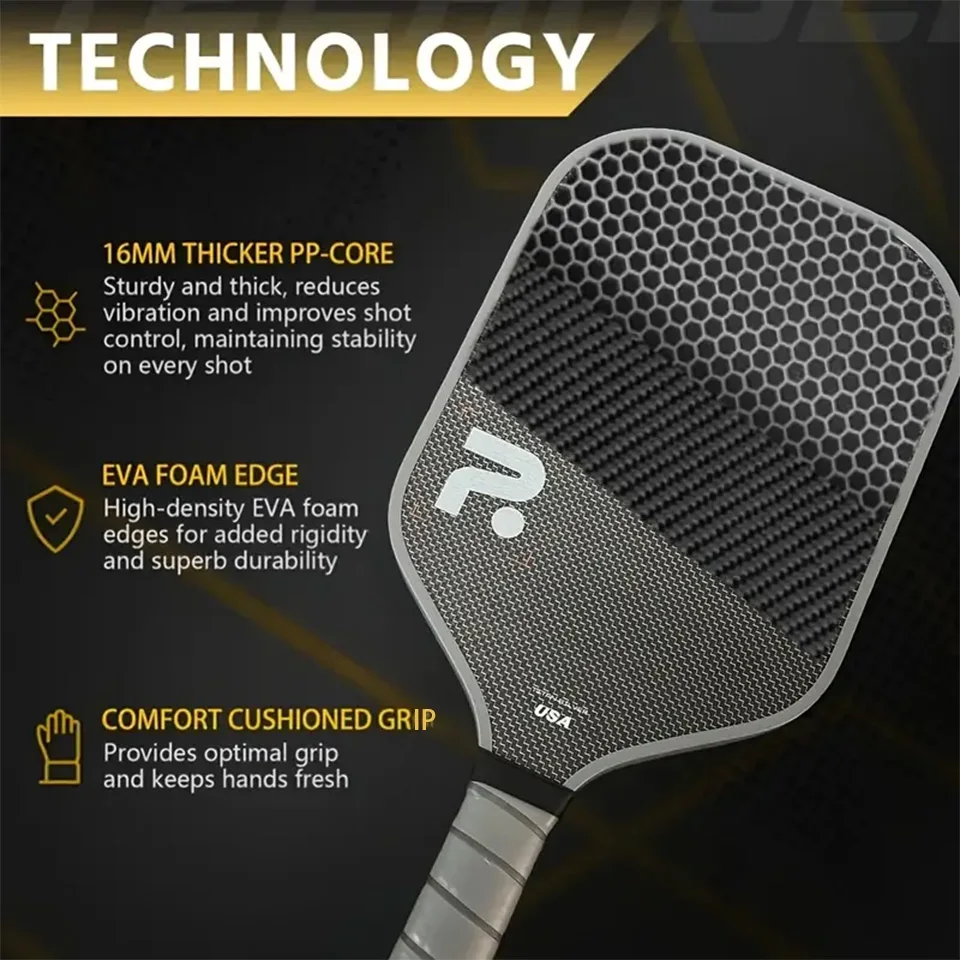 2025 T700 Carbon Fiber Pickleball 6MM Thickep PP-Core Increases Spin & Control New Pickleball Paddle USA PA Approved