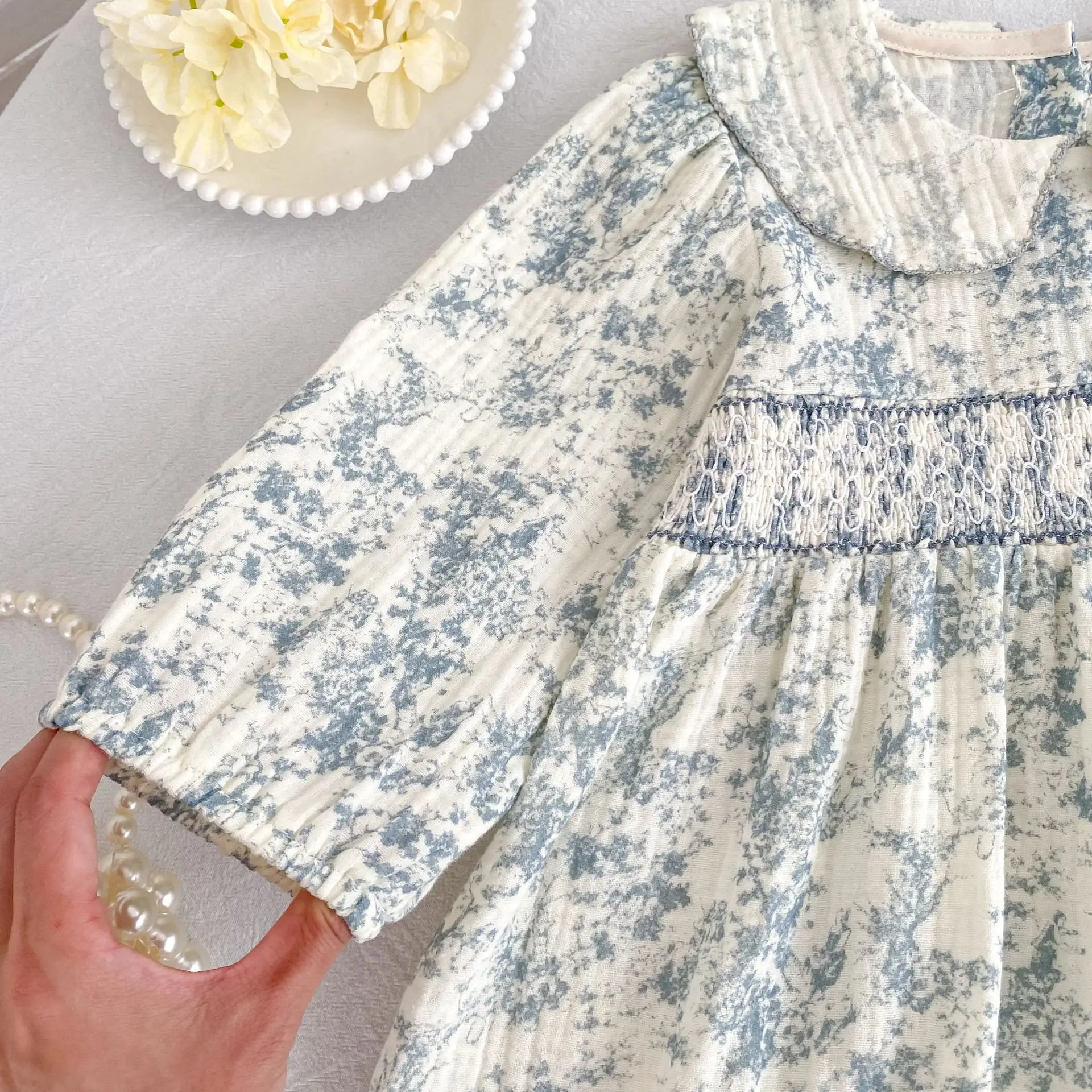 2026 Herbst Frühling Kinder Mädchen Kleid Langarm Gelb Bestickter Kragen Prinzessinnenkleid Koreanische Version Kleid – Detail 10