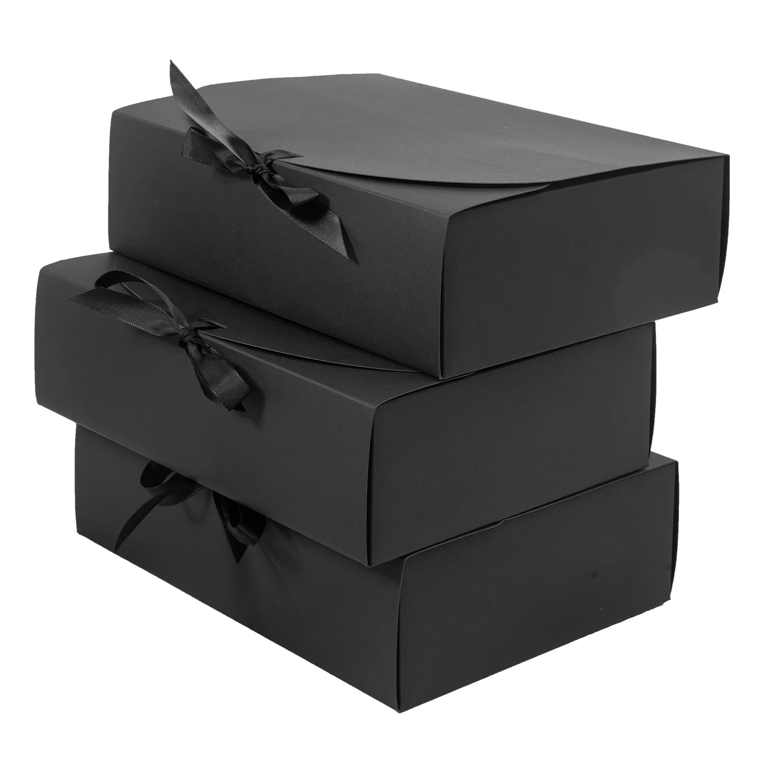 3pcs Large White All-In-One Gift Cardboard Box with Bow Ribbon Perfect for Party Weddings Birthday Holiday Candy Cookie Storage view 3
